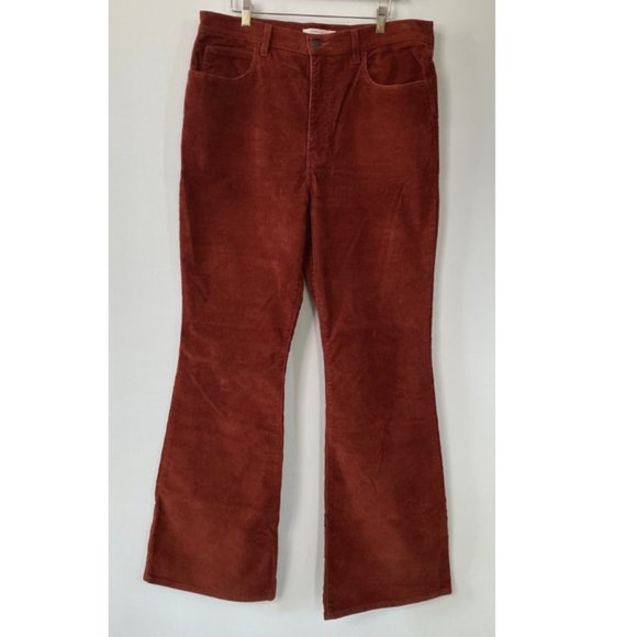 Levi's 70's High Rise Flare Corduroy Women's Jeans - Mahogany Smooth Corduroy - Picture 6 of 11